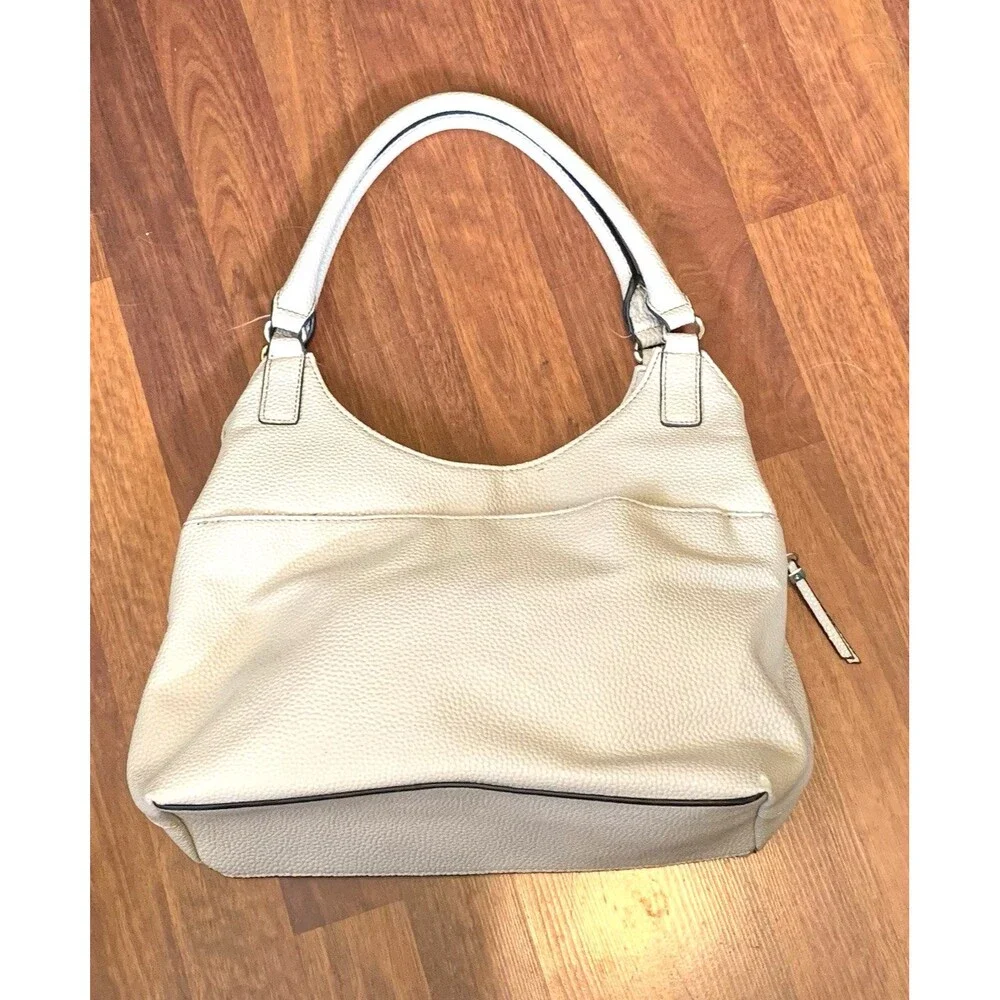 Apt. 9 Beige Pebbled Top Handle Shoulder Bag Multi-Compartment Hobo Purse